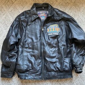 1999 superbowl leather jacket men’s large